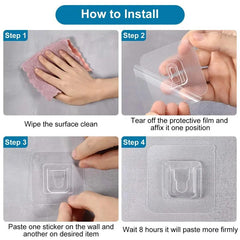 Double Hook Free Punching Strong Seamless Hook Waterproof Transparent