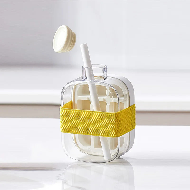 2-In-1 Ice Cube Tray & Portable Water Bottle With Straw (500ML)