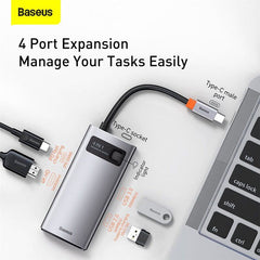 Baseus Metal Gleam Series 4 In 1 Multifunctional Type-C Docking Station Hub